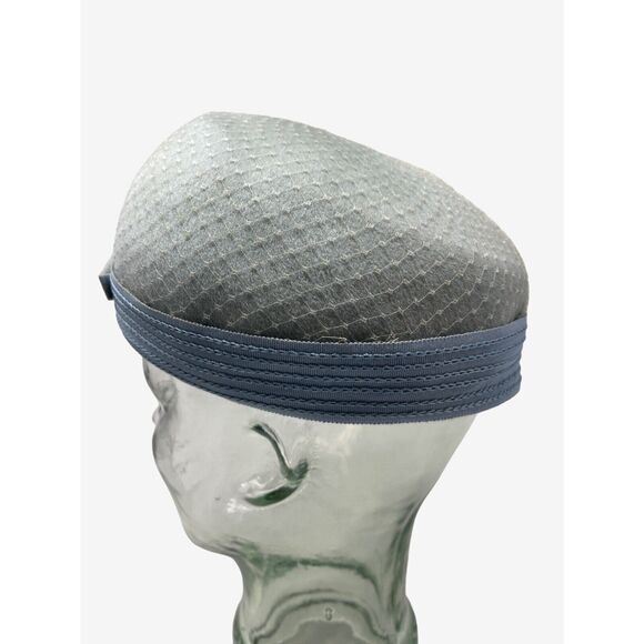 Ritz Henry Pollack Hat Dusty Blue Jewel Bow Band Baby Blue Net Cover Circa 60s - Picture 5 of 9